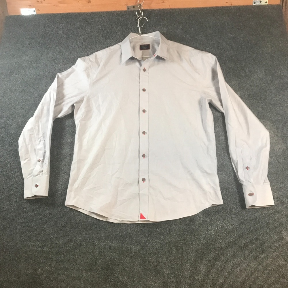 UNTUCKit Button Up Mens Large Gray Good Slim Fit Rubican-WF Wrinkle Free
